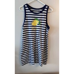 Kate Spade Tank Tee Dress Lemon Blue White Stripe Size Med Beach Summer
